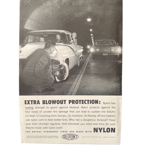 Vintage 1959 Du Pont Extra Blowout Protection Ad Advertisement - Picture 3 of 4